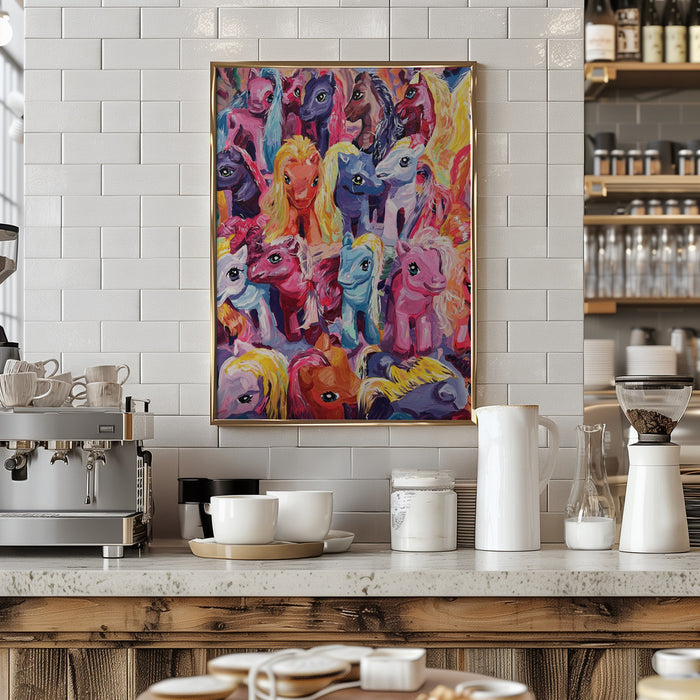 Ponies Framed Art Modern Wall Decor