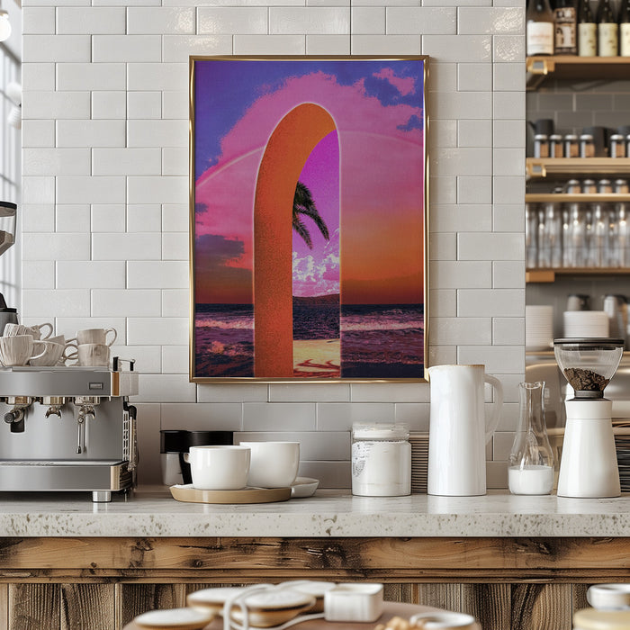 Portal Vaporwave Framed Art Modern Wall Decor