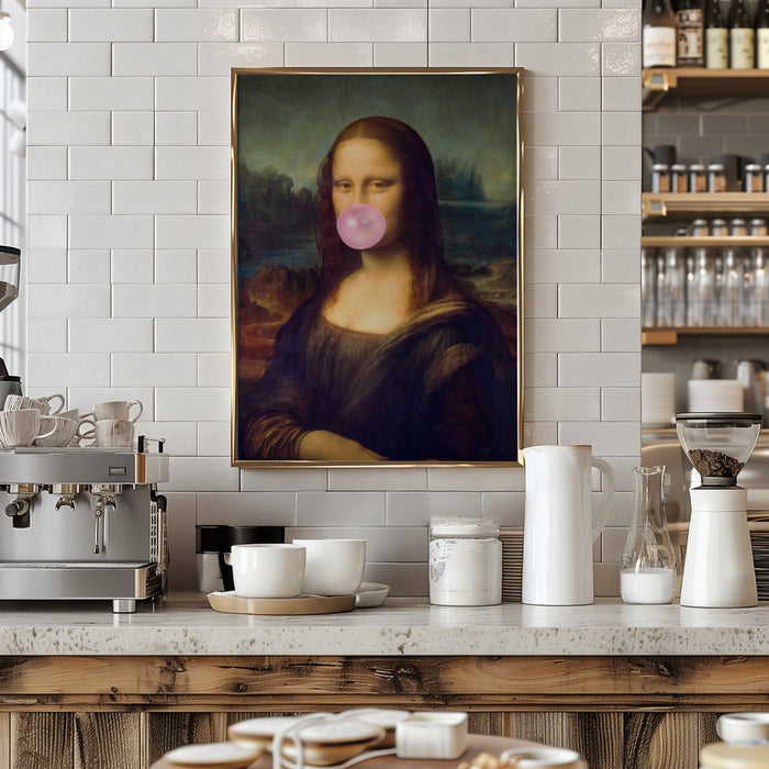 Mona Lisa Bubble Gum Framed Art Modern Wall Decor