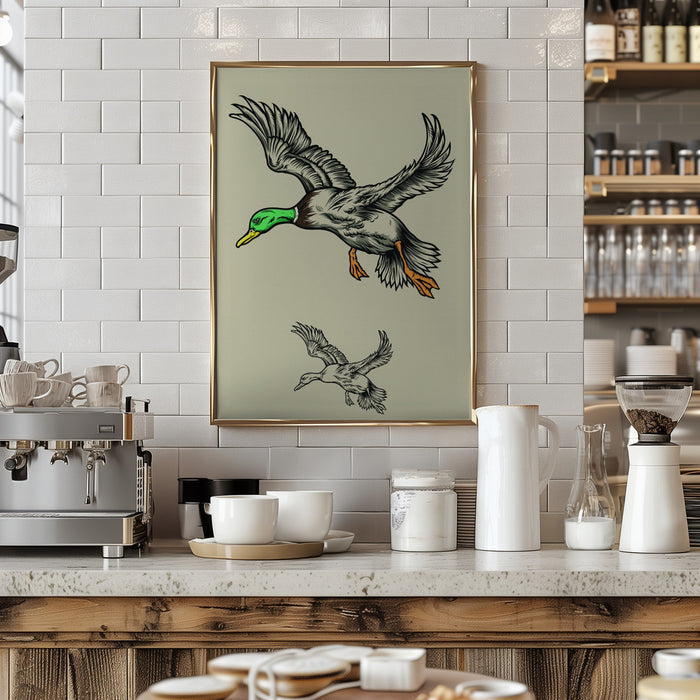 Flying Ducks Framed Art Wall Decor