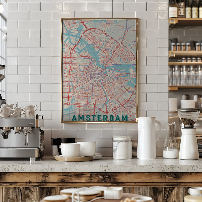 Retro Map   Amsterdam Framed Art Modern Wall Decor