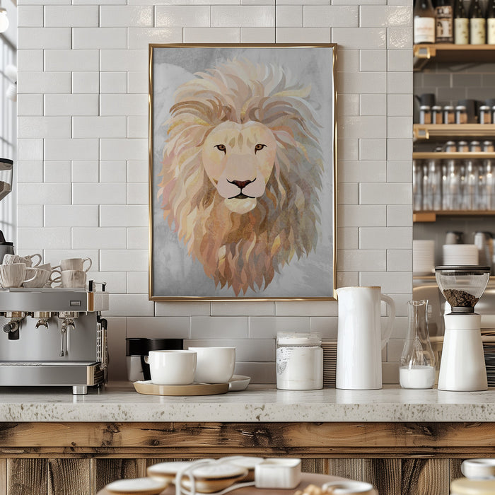 Golden lion portrait Framed Art Wall Decor