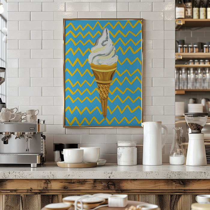 Ice Cream Blue Framed Art Wall Decor