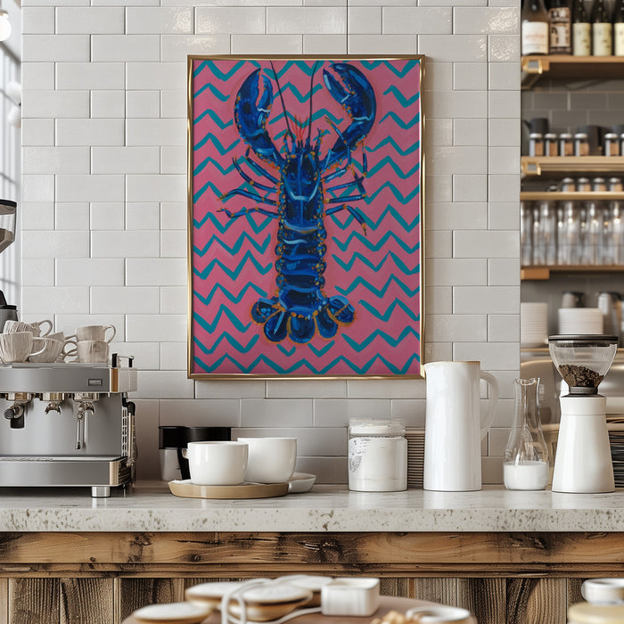 Lobster On Zigzag Framed Art Wall Decor