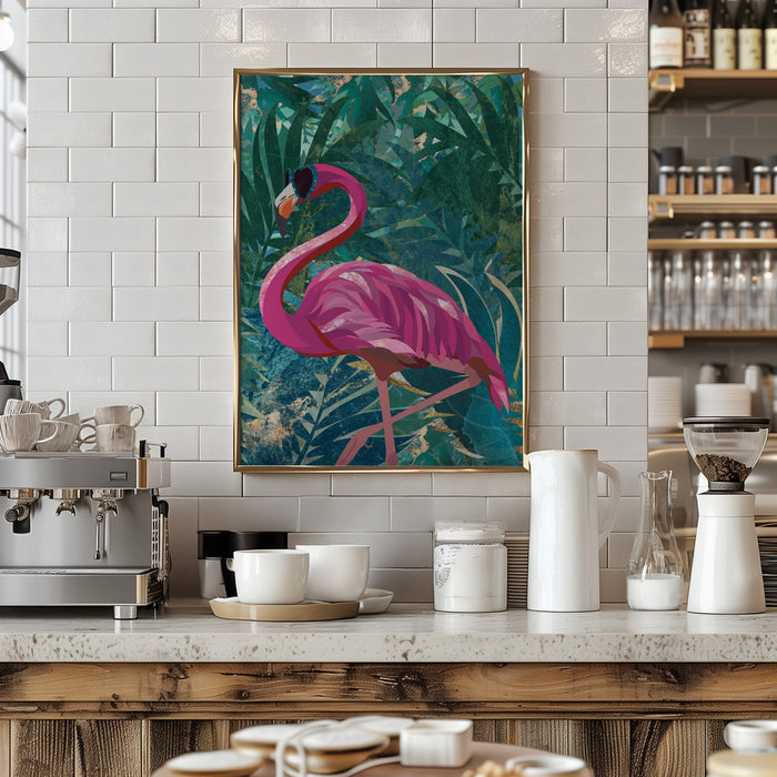 Flamingo in the Jungle Framed Art Modern Wall Decor