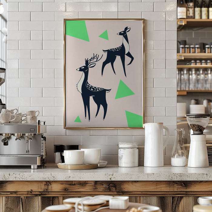 Abstract Deer #2 Framed Art Modern Wall Decor