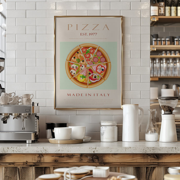 Pizza est. 1977 Framed Art Modern Wall Decor