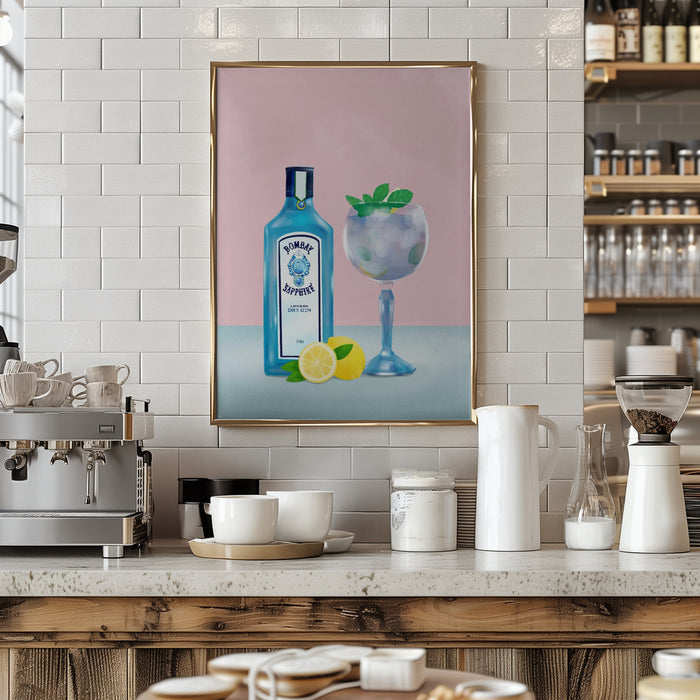 Gin Cocktail Framed Art Modern Wall Decor