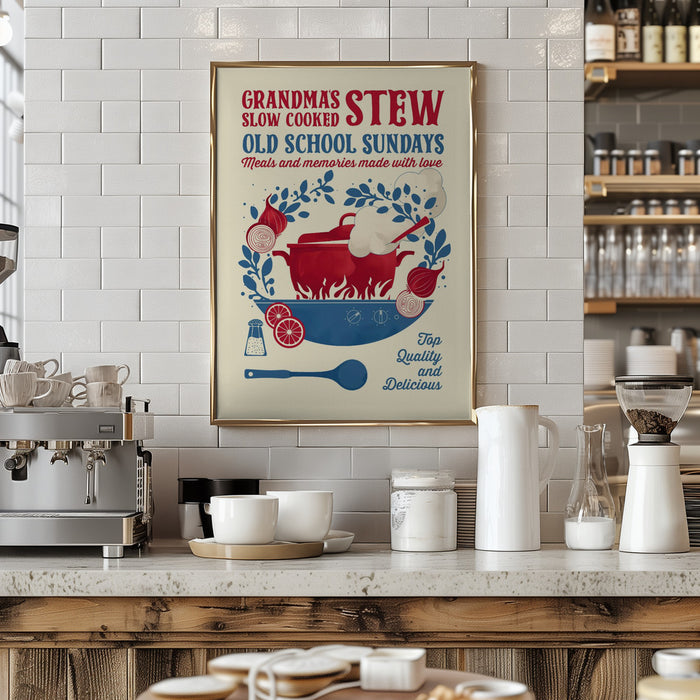 Grandmas Stew kitchen print Framed Art Wall Decor