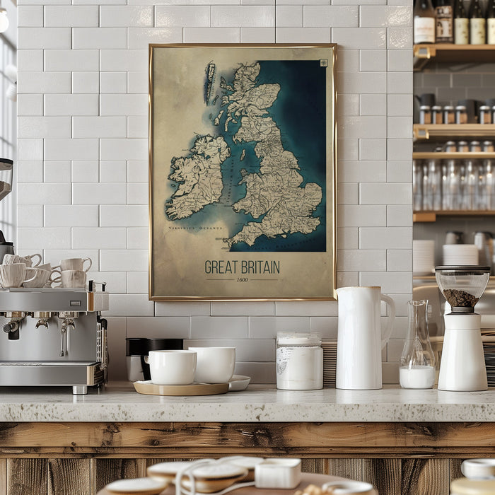 Great Britain map Framed Art Wall Decor