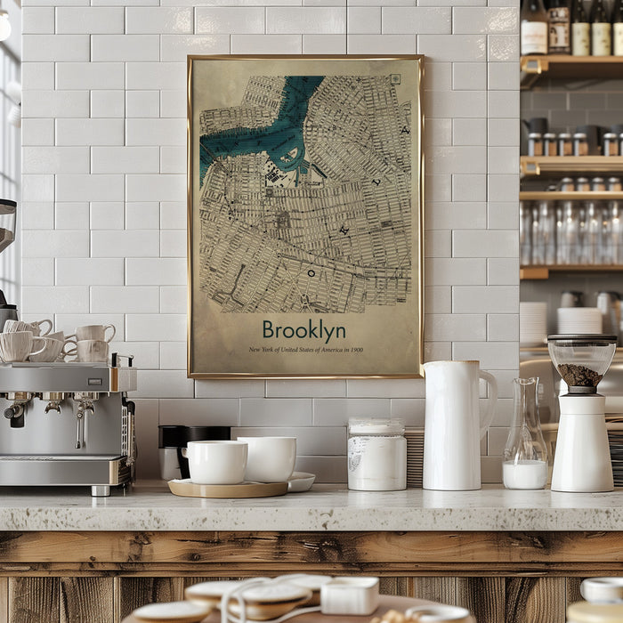 Brooklyn map Framed Art Modern Wall Decor