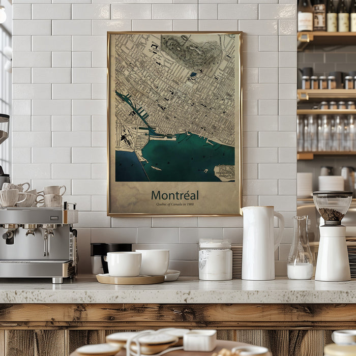 Montreal map Framed Art Modern Wall Decor