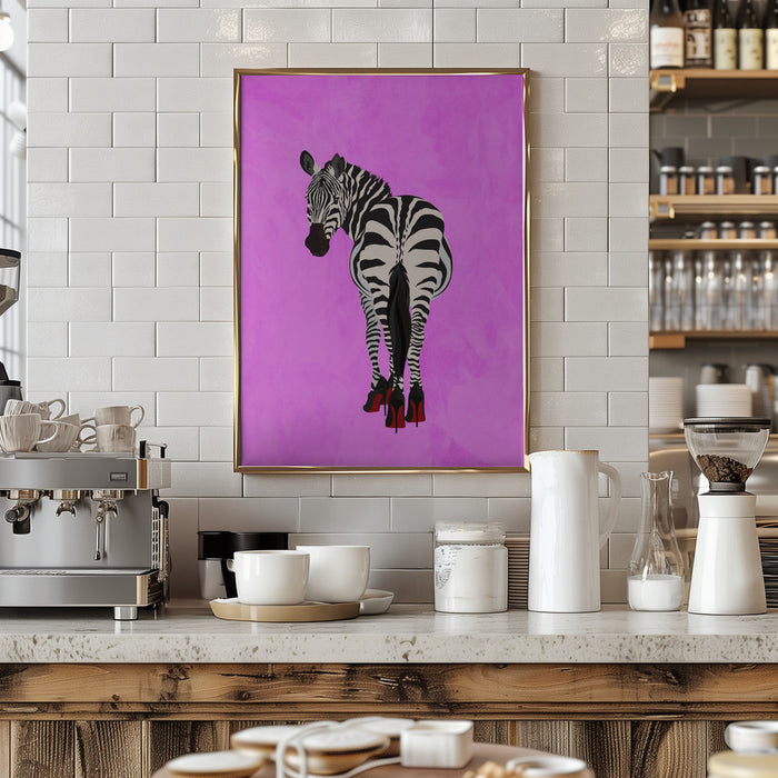 Zebra Shoes pink Framed Art Wall Decor