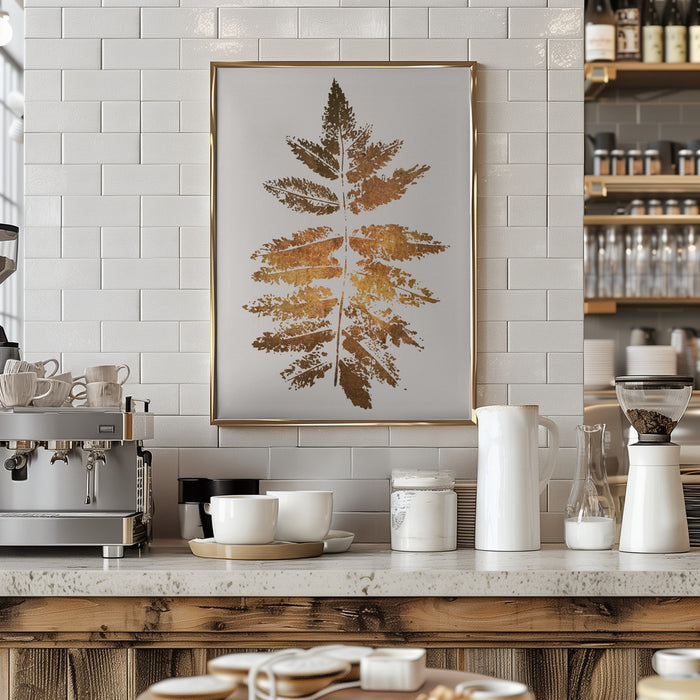 Oak Leaf Print   Gold Framed Art Modern Wall Decor