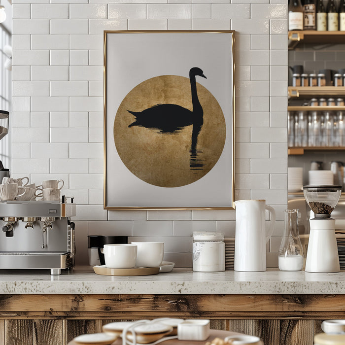 The Swan Gold Framed Art Wall Decor