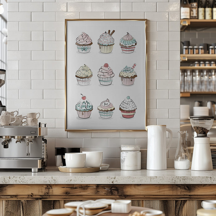 Cupcakes Framed Art Modern Wall Decor