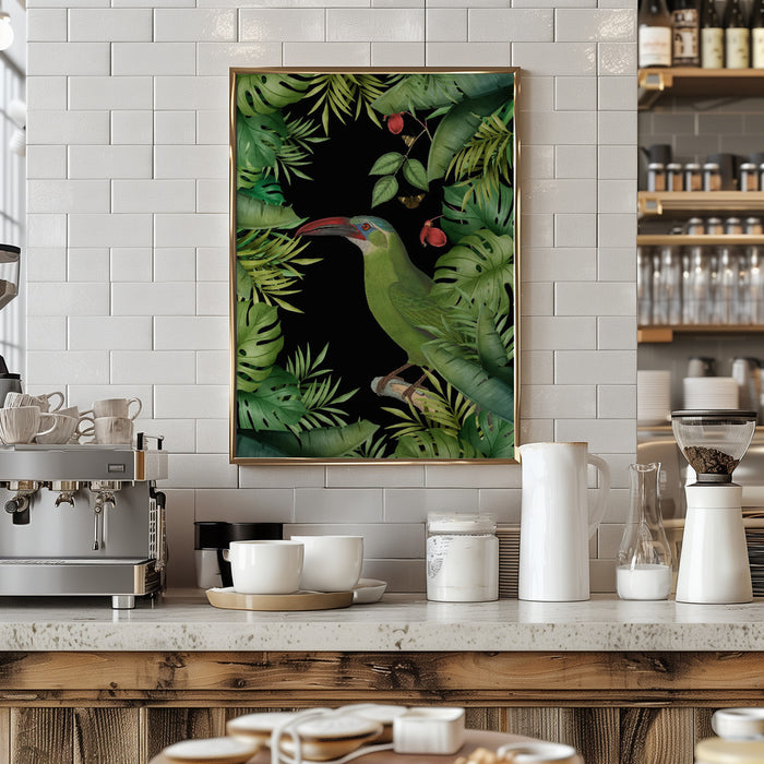 Jungle With Green Toucan Framed Art Modern Wall Decor