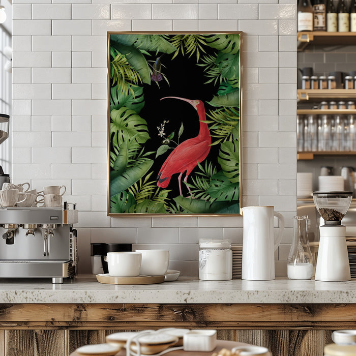 Jungle With Heron Framed Art Wall Decor