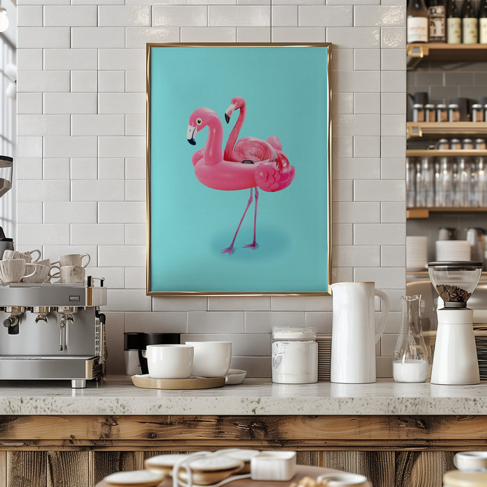 Flamingo on Resort Framed Art Modern Wall Decor