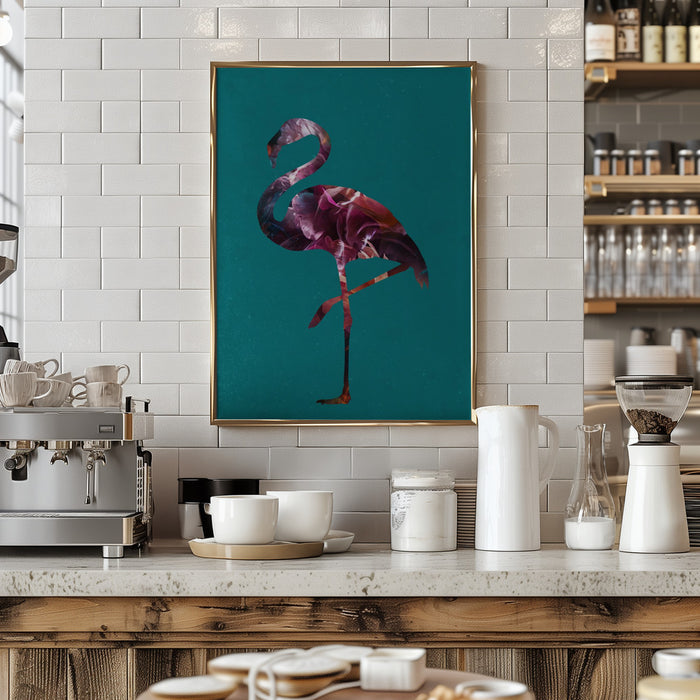 Flamingo Pink and Green Framed Art Wall Decor