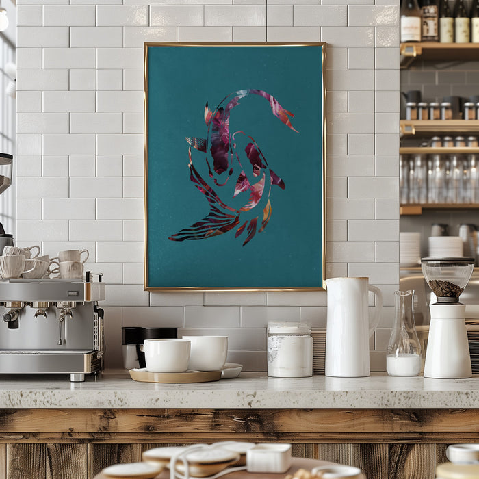 Pink Koi Fish Framed Art Wall Decor