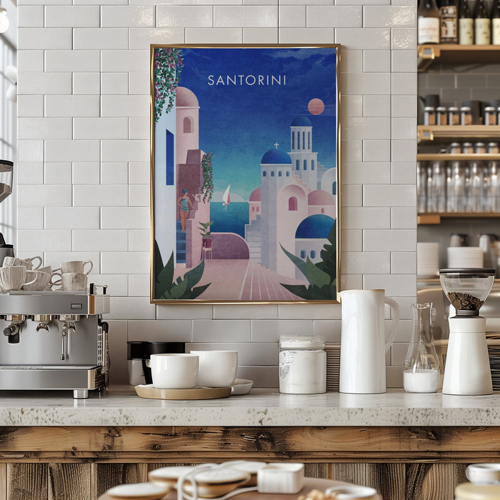 Santorini Text.png Framed Art Modern Wall Decor