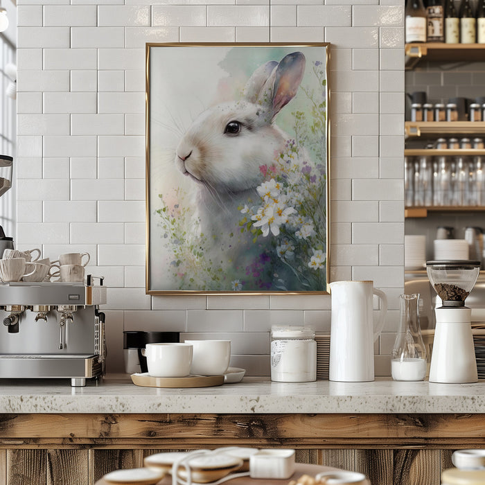 Rabbit and Flowers 1 Framed Art Wall Decor