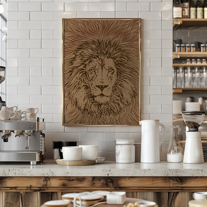 Lion Face King of the Beasts Framed Art Wall Decor