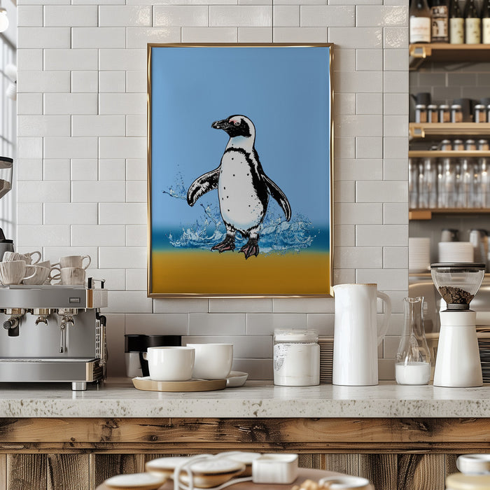 Penguin Splish Splash Framed Art Wall Decor