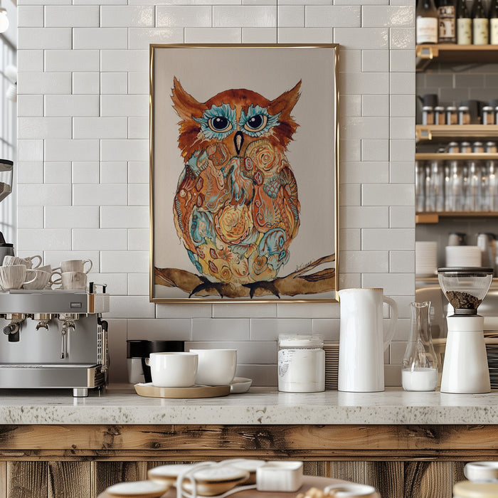 Wise Owl 2 Framed Art Modern Wall Decor