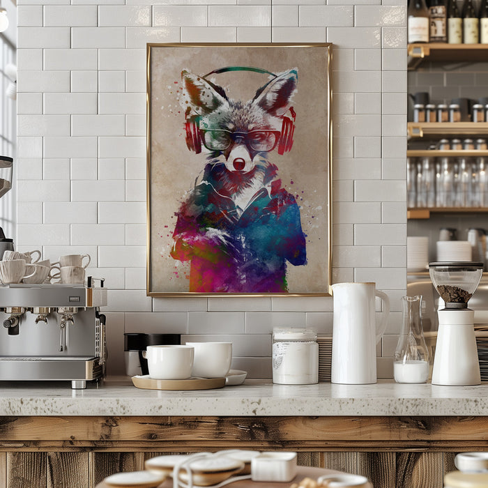 Hipster Fox Framed Art Modern Wall Decor