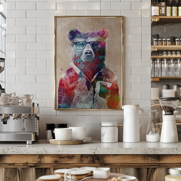 Hipster Bear Framed Art Wall Decor