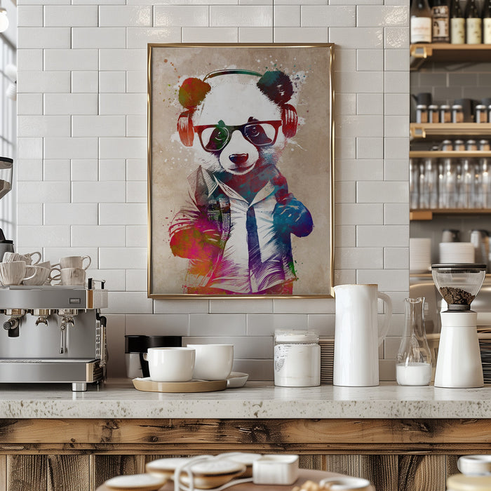 Hipster Panda Framed Art Modern Wall Decor