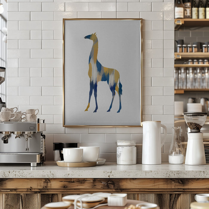 Blue & Yellow Giraffe Framed Art Wall Decor