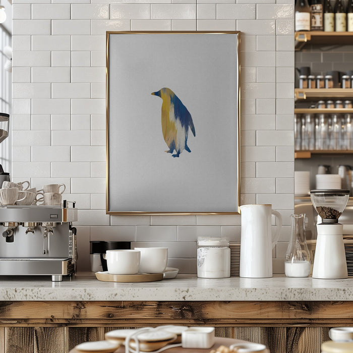 Blue & Yellow Penguin Framed Art Modern Wall Decor