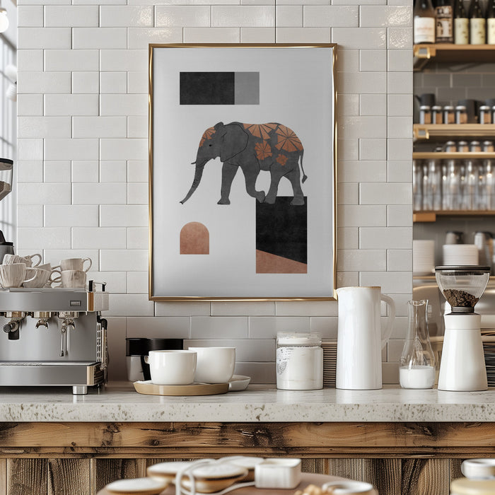 Elephant Mosaic II Framed Art Wall Decor