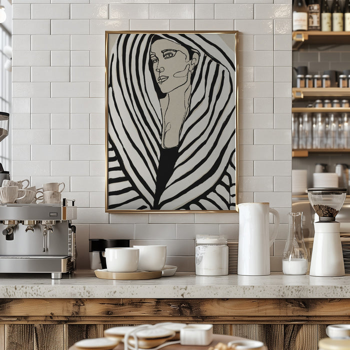 Striped Coat Framed Art Modern Wall Decor