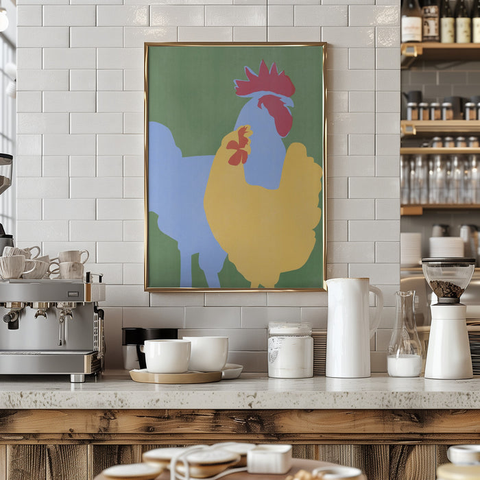 Farm Chicken Framed Art Modern Wall Decor