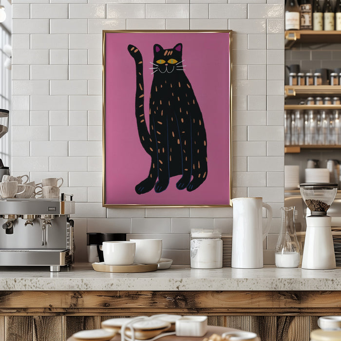 Black cat Framed Art Wall Decor