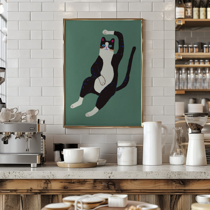 Black and white cat Framed Art Modern Wall Decor