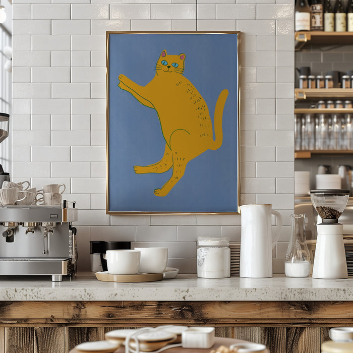 Yellow cat Framed Art Modern Wall Decor