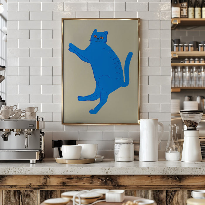 Blue cat Framed Art Modern Wall Decor