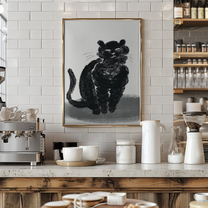 Portrait of a black cat Framed Art Wall Decor