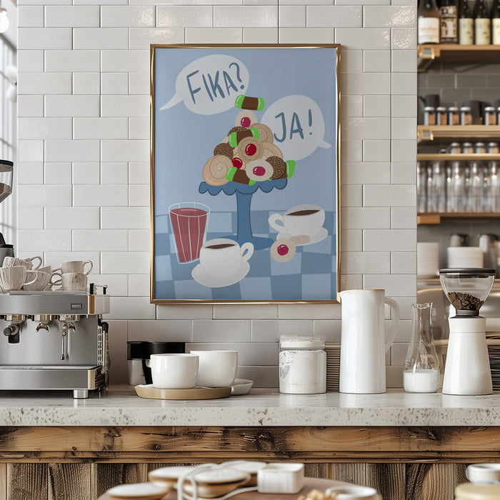 Fika coffe donuts Framed Art Modern Wall Decor