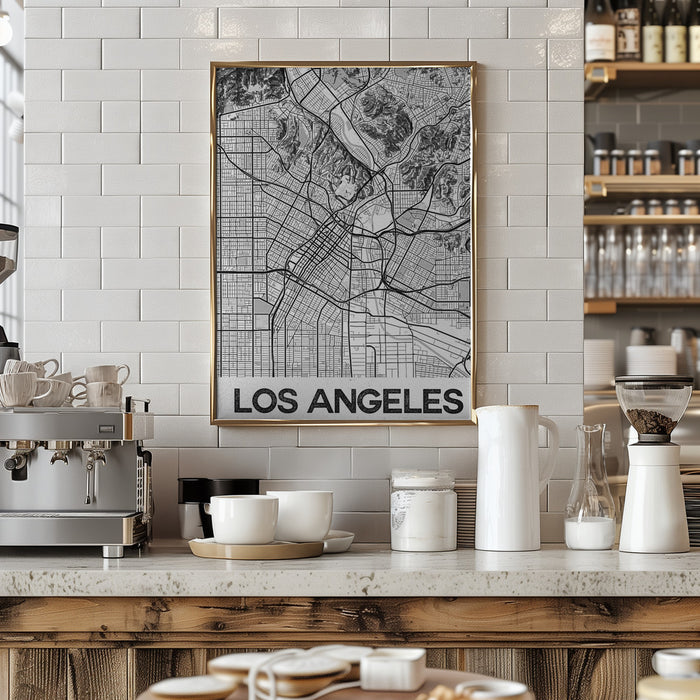 Los Angeles White Framed Art Modern Wall Decor