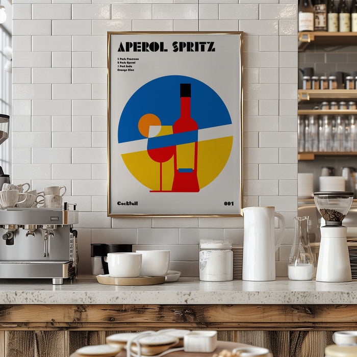 Aperol Spritz Cocktail Bauhaus Art Print Framed Art Modern Wall Decor