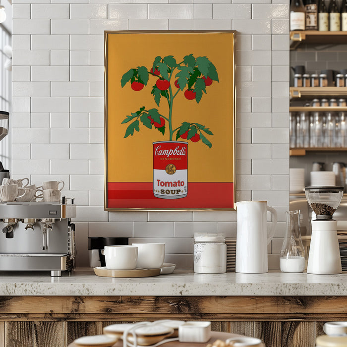 Campbells Soup Tomato Plant Retro Illustration Framed Art Modern Wall Decor