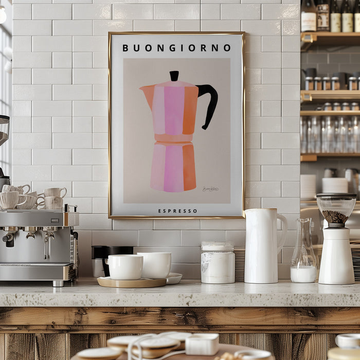 Buongiorno Espresso Framed Art Modern Wall Decor