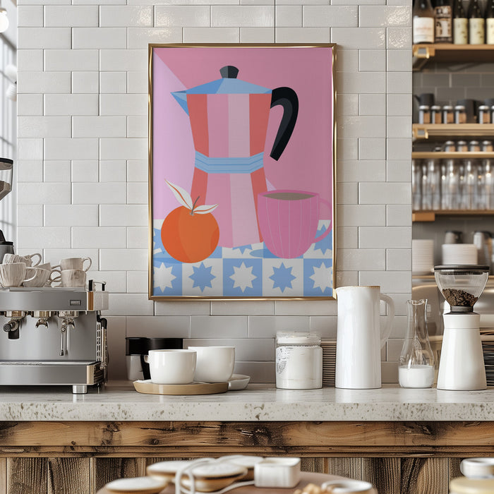 Still Life with Moka Pot Framed Art Modern Wall Decor