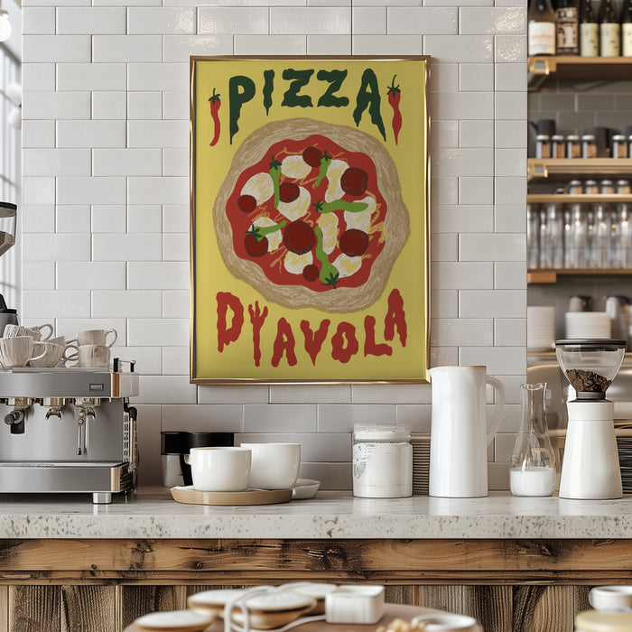 Pizza Diavola Framed Art Modern Wall Decor